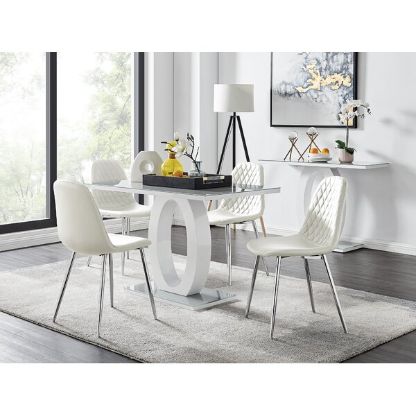 White gloss table 2025 and chairs b&m